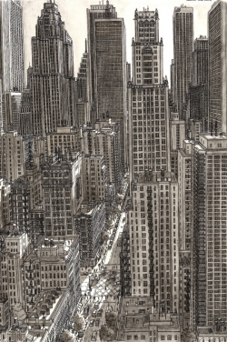 'New York City Counterlight', Inkt op papier, 40 x 34 cm